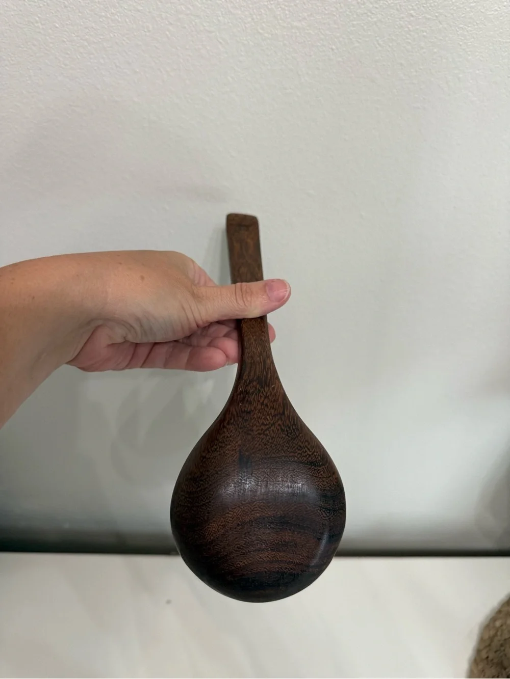 Hand Carved Wooden Soup Ladle Rustic Hardwood Serving Spoon Kitchen Utensil